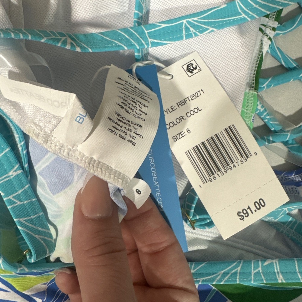 NWT $91 Bleu by Rod Beattie [ 6 ] Sea Quest Floral Cross-Strap Tankini Top 7141 - Picture 10 of 10